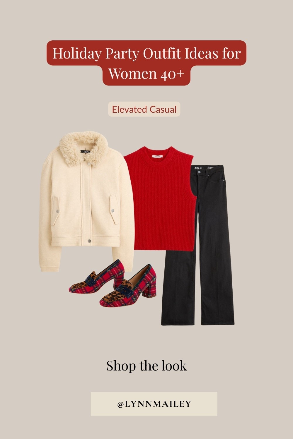 Festive casual look for women 40+. Pops of red + plaid details. 

#LTKOver40 #LTKMidsize #LTKHoliday