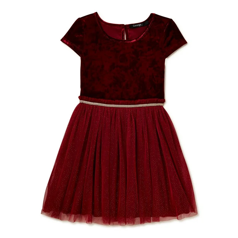 George Girls Velour Glitter Mesh Tutu Dress, Sizes 4-16 | Walmart (US)