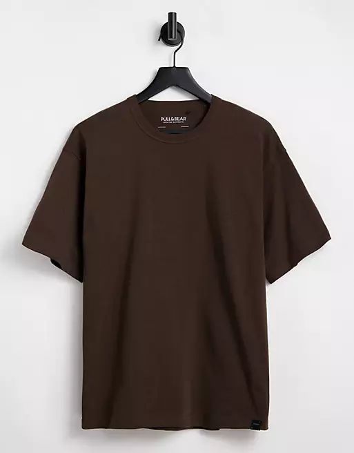 Pull&Bear oversized t-shirt in brown | ASOS (Global)