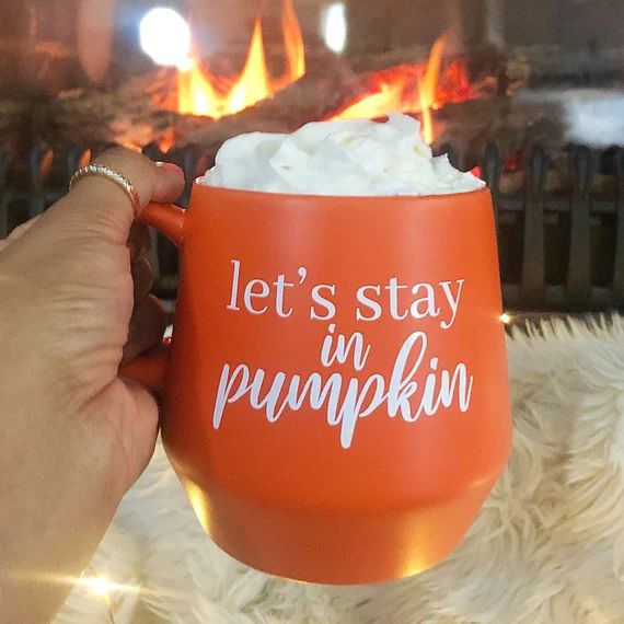 Let's Stay in Pumpkin Campfire Mug Fall Mug Autumn Mug - Etsy | Etsy (US)