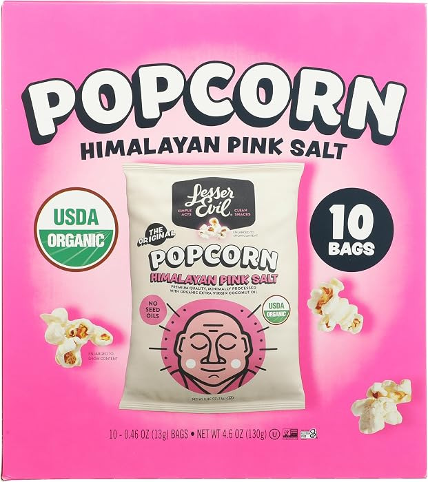 LESSEREVIL Organic Himalayan Pink Salt Popcorn 10Ct, 4.6 OZ | Amazon (US)
