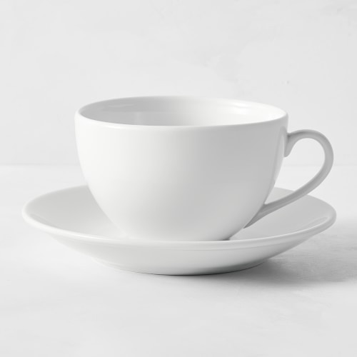Apilco Tres Grande Porcelain Cups & Saucers, White, Set of 4 | Williams-Sonoma