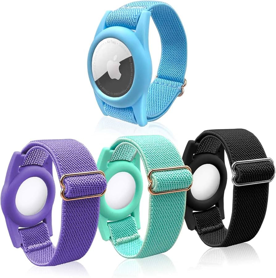 4 Pack Airtag Bracelet for Kids, AirTag Holder with Adjustable Stretchy Nylon Watch Band, Anti-Lo... | Amazon (US)