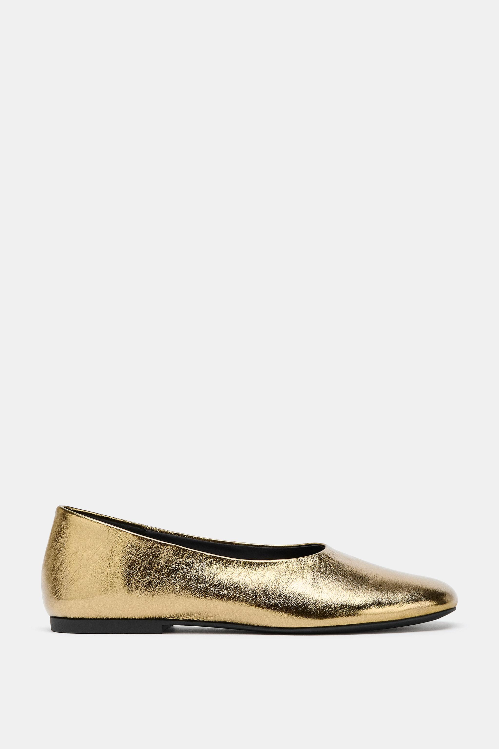 LAMINATED LEATHER BALLET FLATS | Zara Canada