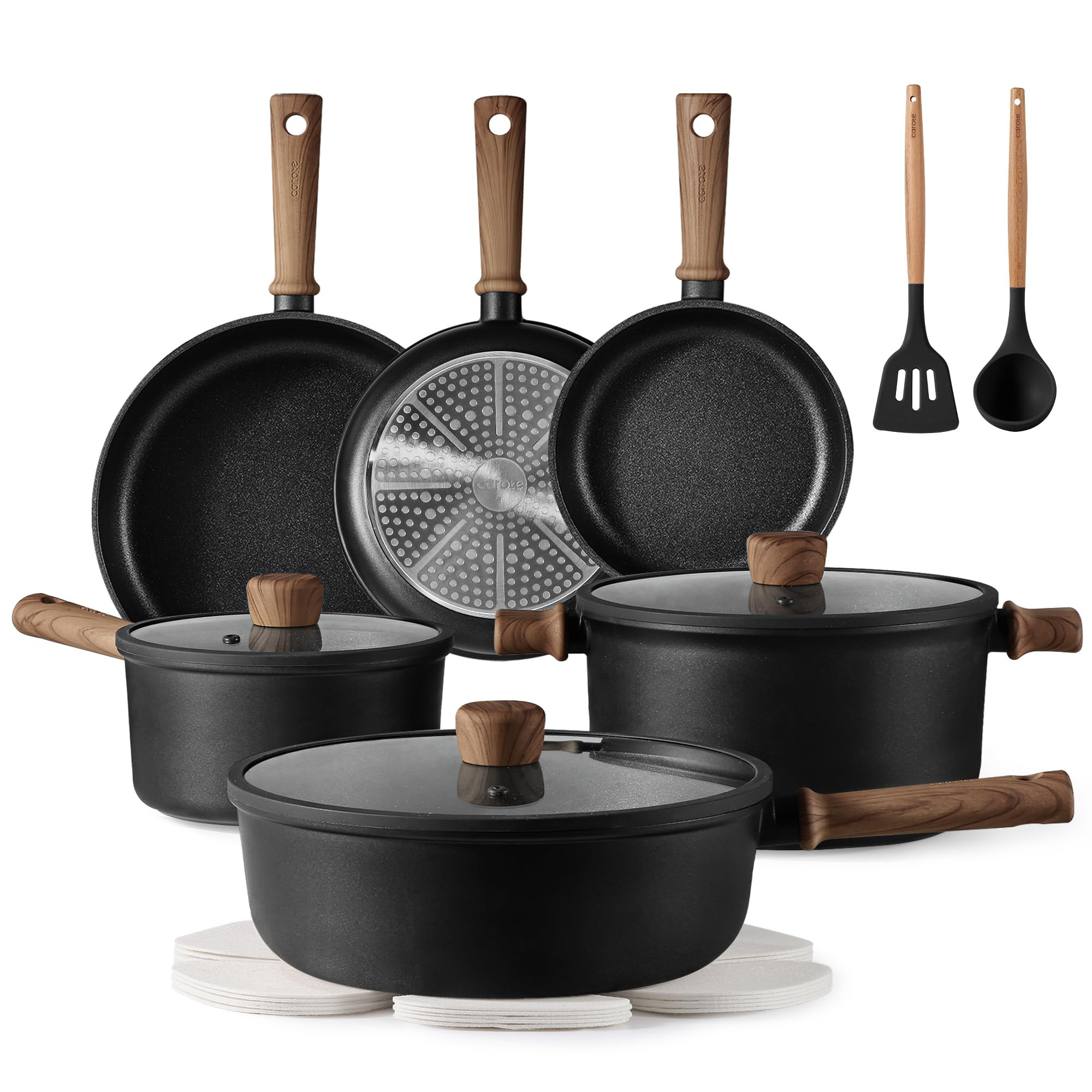 CAROTE Nonstick Pots and Pans, Induction Cookware Set Kitchen Cooking Sets, Non Stick w/Frying Pa... | Amazon (US)