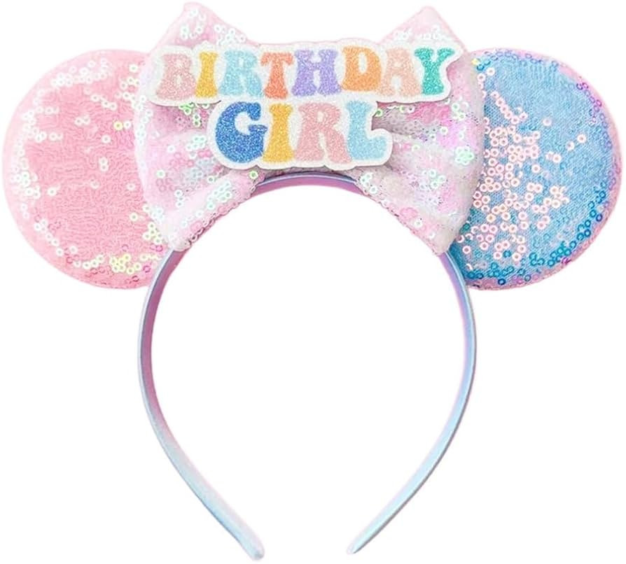 WW-WONDERFULWORLD Mouse Ears Birthday Headbands With Shiny Sequins Diamond Decoration, for Girls ... | Amazon (US)
