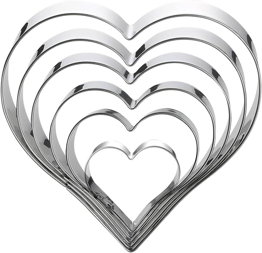 Heart Cookie Cutter Set-6 Pieces in Gratuated Size-Stainless Steel | Amazon (US)
