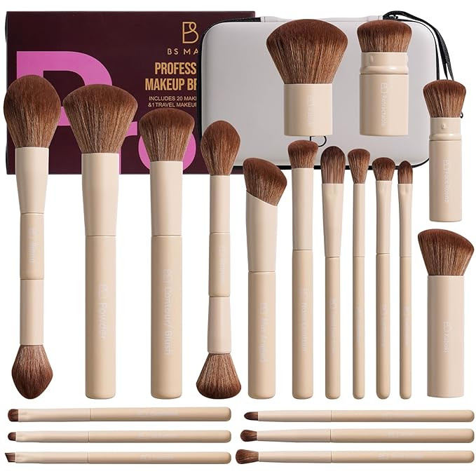 Professional Makeup Brushes BS-MALL With Travel Case - Kabuki Brush Eyeshadow Brush, Concealer Br... | Amazon (US)