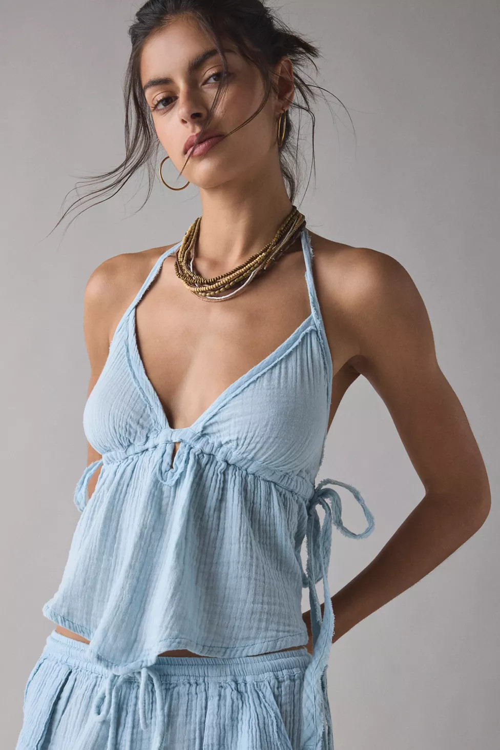 Out From Under Ocean Air Gauze Halter Babydoll Cami | Urban Outfitters (US and RoW)