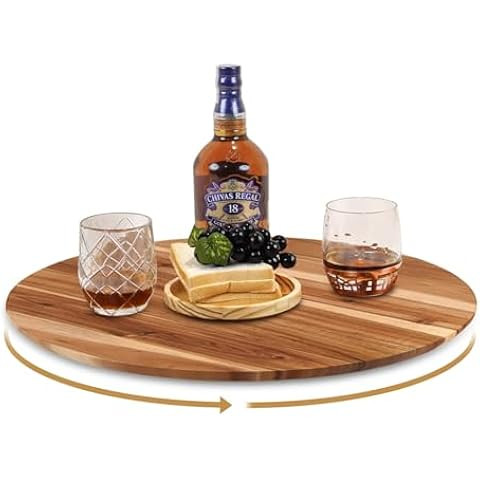 Kate and Laurel Halsey Round Lazy Susan Tray Organizer, 18 Inch Diameter, Natural Brown, Transiti... | Amazon (US)