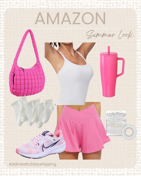 AMAZON- summer athletic look

These crossover flowy pink athletic shorts are so cute and I paired it with a basic white racerback athletic tank top with a built in bra. I accessorized with a puffy quilted shoulder handbag, a pink brumate tumbler, white frilly ankle socks, Nike pink and white floral sneaker, and some spiral hair ties!



#LTKFitness #LTKFindsUnder50 #LTKStyleTip