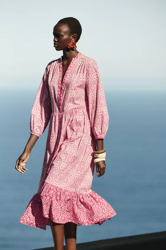 PRINTED MIDI DRESS | Zara US