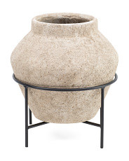 11.75in Outdoor Terracotta Planter With Metal Base | Marshalls