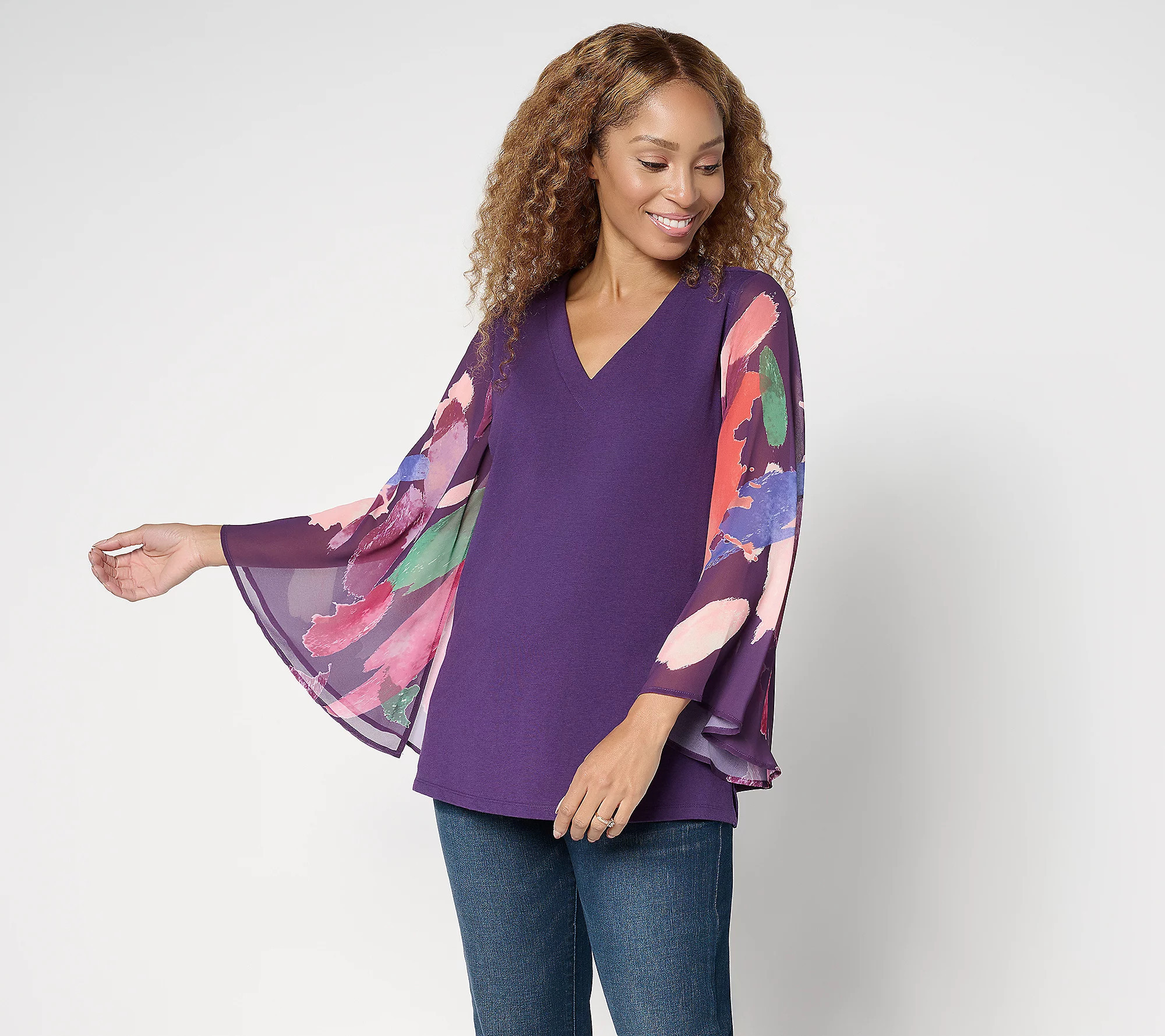 As Is Brandis Dress Out Loud Autumn Abstract Sleeve V-Neck | QVC
