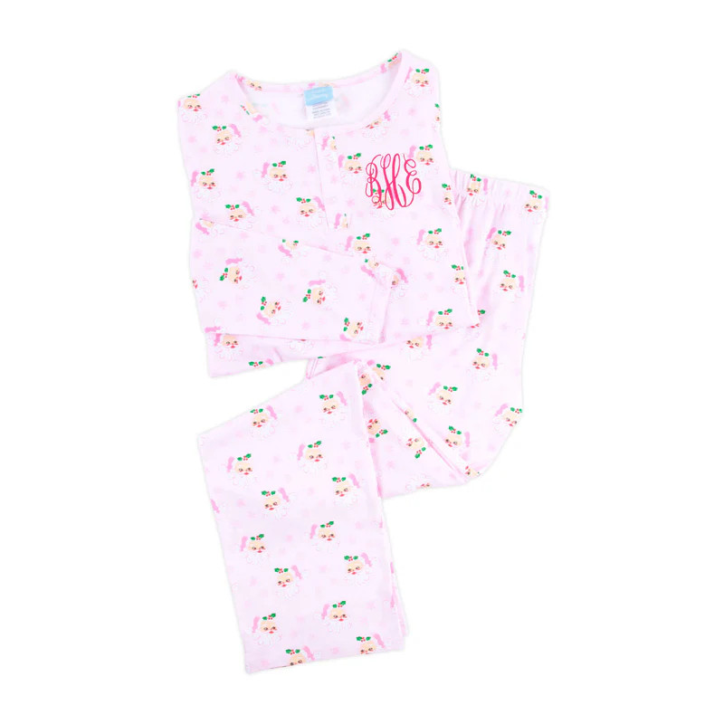 Vintage Santa Pink Print Women's Pajamas | Classic Whimsy