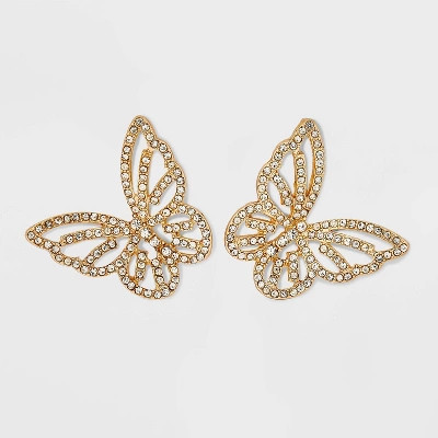 Embellished Butterfly Post Earrings - Wild Fable™ Gold | Target