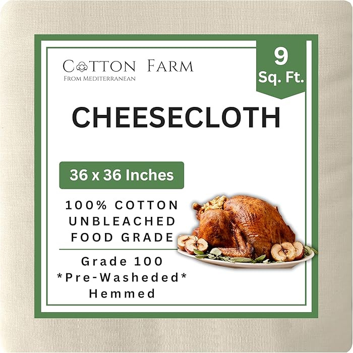 Cotton Farm Grade 100 XL Cheese Cloth - Straining & More; 36x36 Inch; 100% Unbleached Cotton Chee... | Amazon (US)