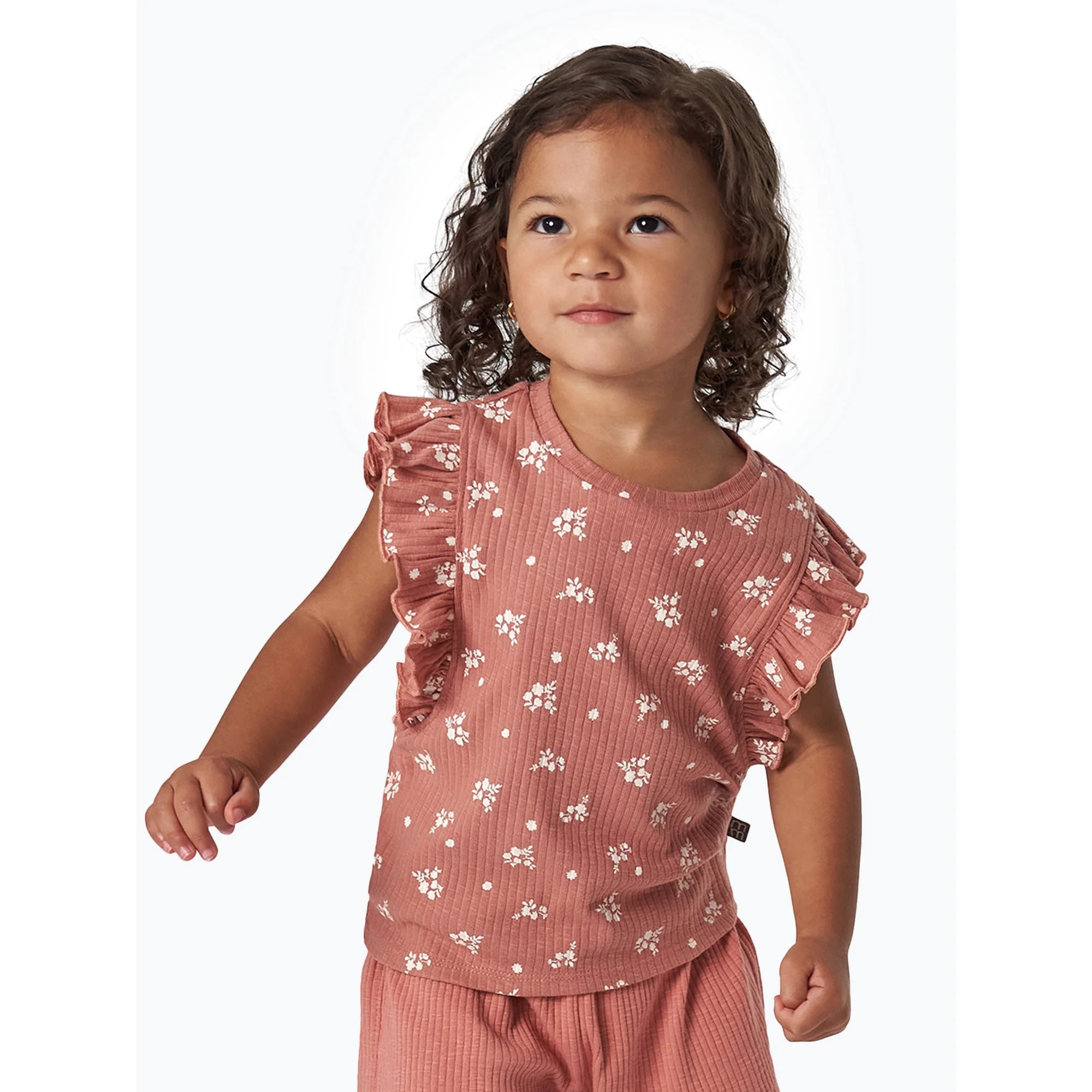 Modern Moments By Gerber Toddler Girl Organic Ruffled Sleeve Top, Sizes 12M-5T | Walmart (US)