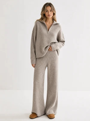 Wool-Blend Zipper Sweater Co-ords | Commense