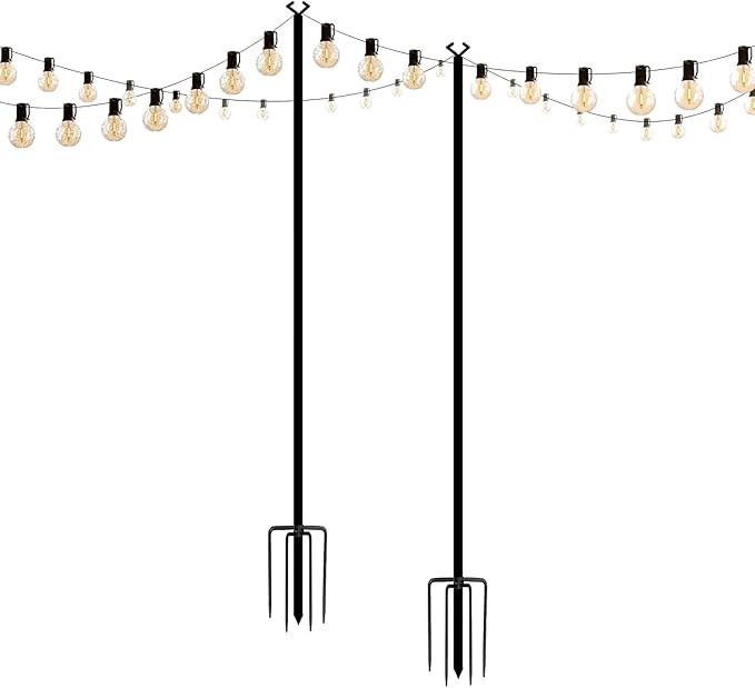 String Light Poles for Outdoors 9FT-5-Prong Strong for LED Hanging Solar Bulbs for Garden,Backyar... | Amazon (US)
