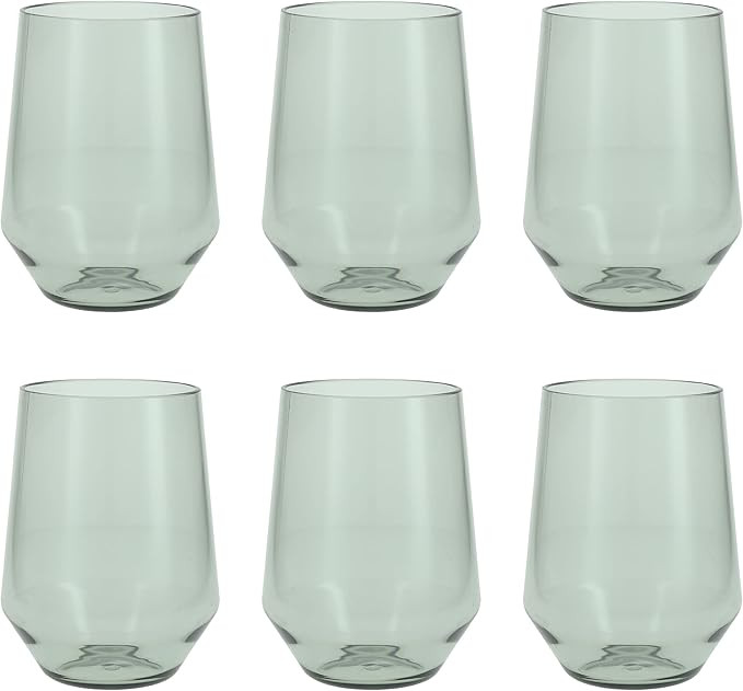 Fortessa Sole Copolyester Outdoor Drinkware, Stemless Wine Glass, Sage Green | Amazon (US)