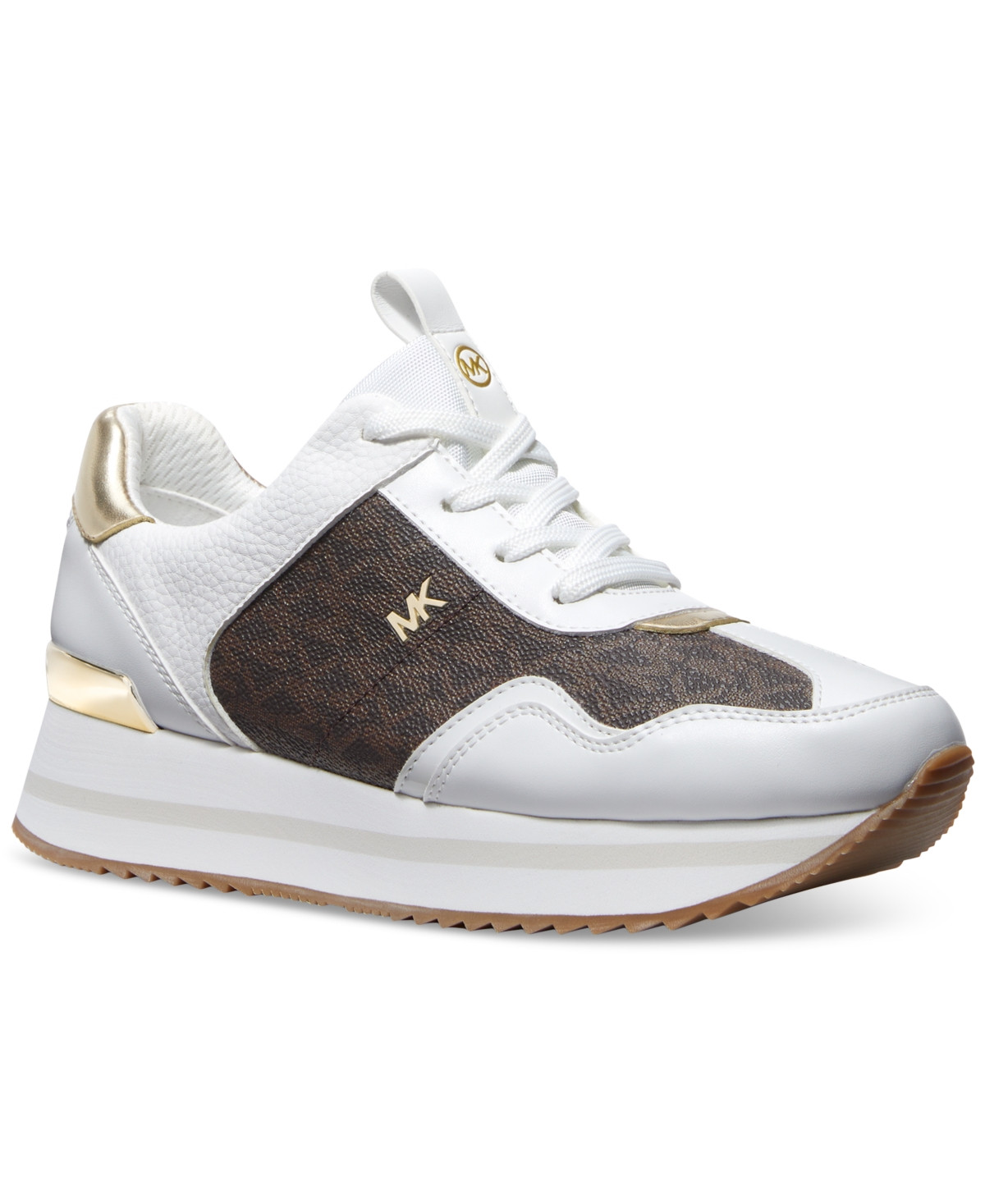 Michael Michael Kors Women's Raina Lace-Up Trainer Running Sneakers - Brown | Macy's