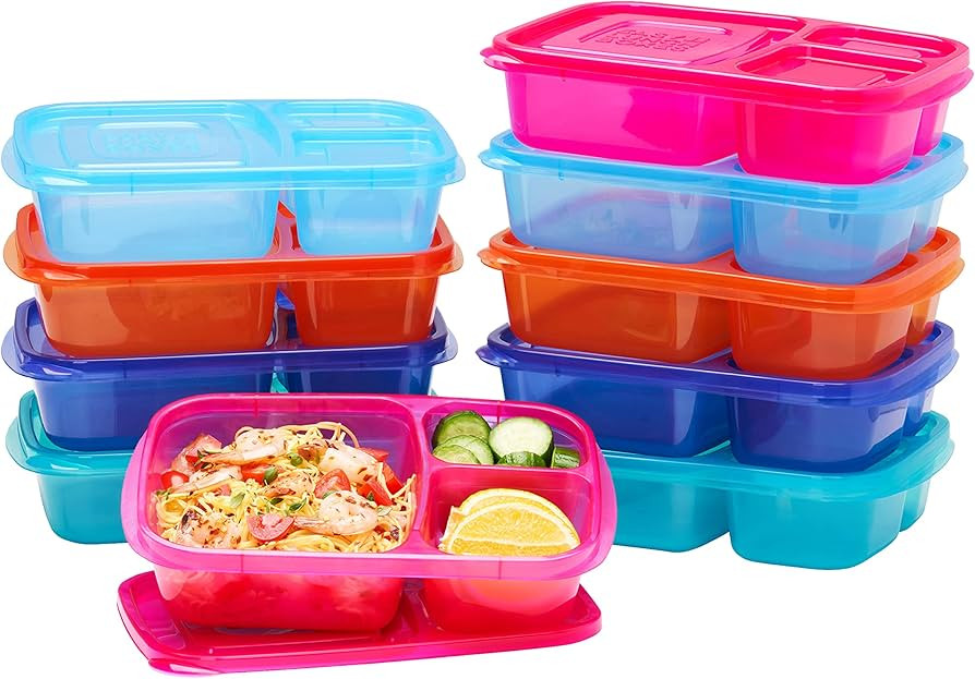 EasyLunchboxes® - Bento Lunch Boxes - Reusable 3-Compartment Food Containers for School, Work, a... | Amazon (US)