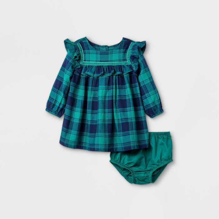 Baby Girls' Flannel Ruffle Dress - Cat & Jack™ Blue | Target
