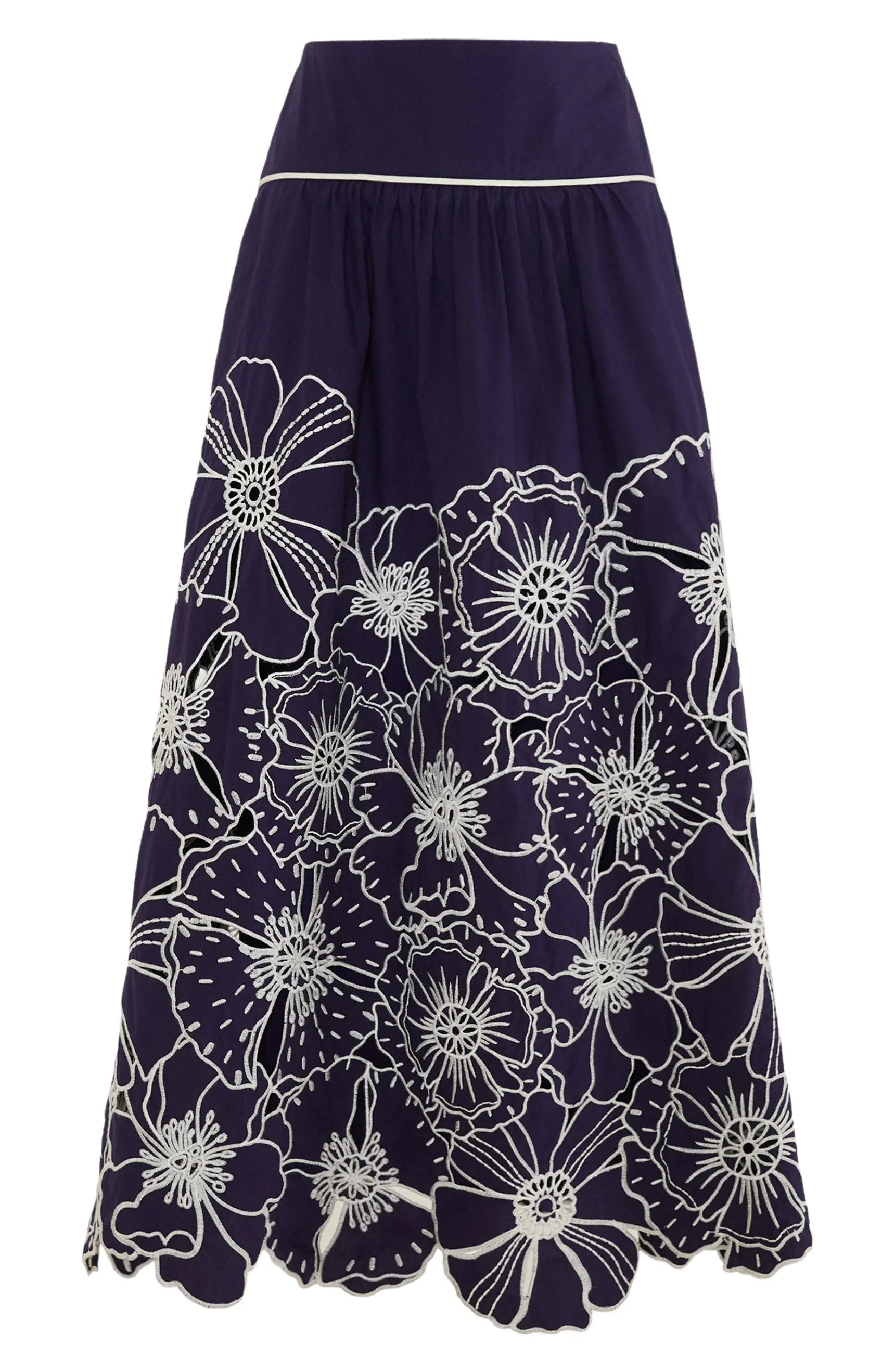 Flowers Richelieu Cotton Midi Skirt | Nordstrom