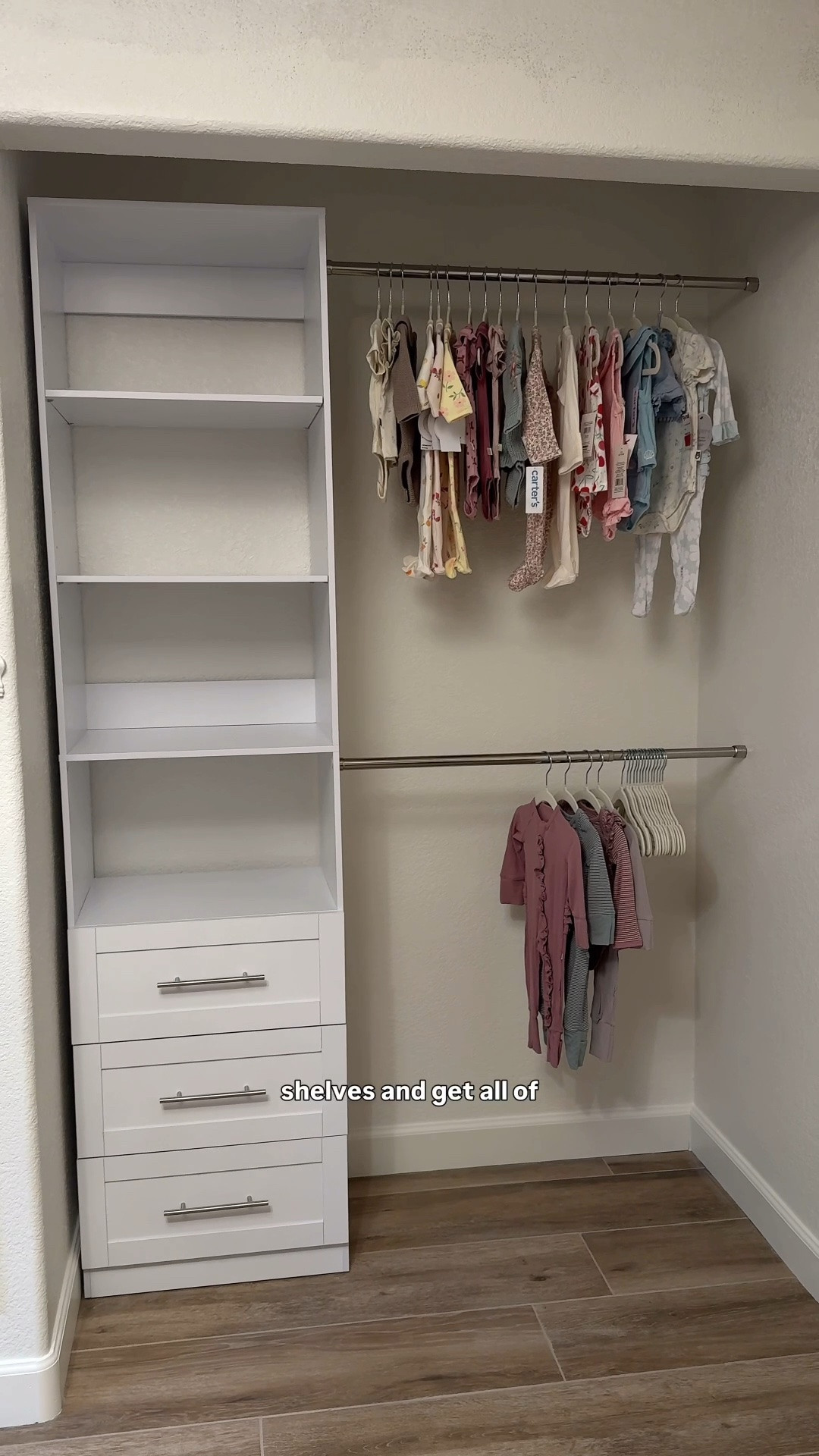 My dream nursery, part 1! The closet is complete and it’s perfect! I love the option to hang and utilize the drawers and shelves.
This Amazon closet system was so affordable and quick to assemble. It’s the perfect organization solution for this closet!

#LTKHome #LTKmomlife #LTKBaby
