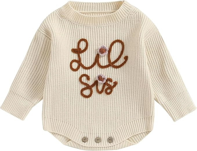 VISGOGO Big Little Sister Matching Sweater Baby Girls Knitted One-Piece Outfits Toddler Brother S... | Amazon (US)