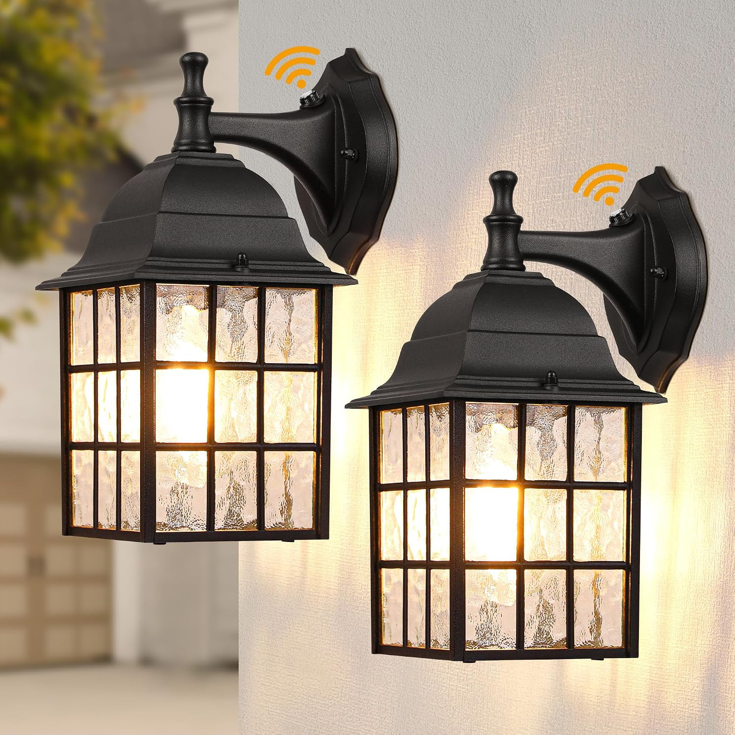 WIHTU 2-Pack Dusk to Dawn Outdoor Wall Lights, Sensor Exterior Light Fixtures, Porch Lights, Blac... | Amazon (US)