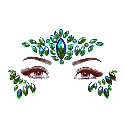 Green Face Jewels Stick On Halloween Face Gems Sticker for Makeup Face Rhinestones Self Adhesive Face Glitter Face Jewelry Festival Party DIY Eye Tattoo Stickers Halloween Makeup (Emerald Ab/SR17) | Amazon (US)