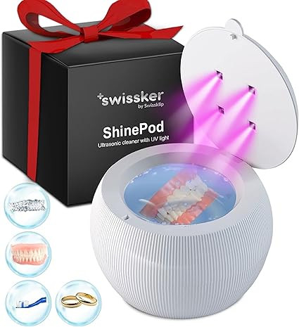Swissklip ShinePod Ultrasonic Dental Cleaning Pod | Ultrasonic Retainer Cleaner Machine | Mouth G... | Amazon (US)