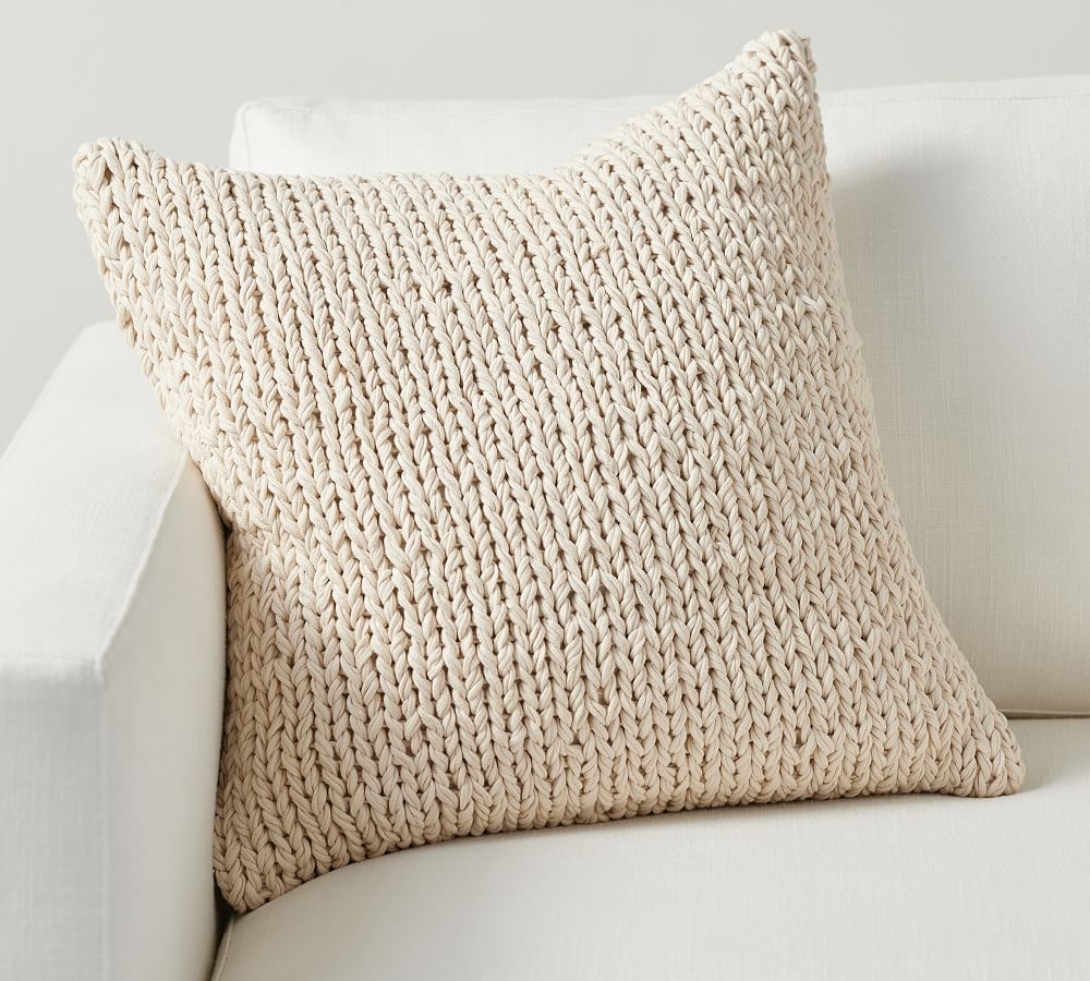 Chunky Sweater Handknit Throw Pillow | Pottery Barn (US)