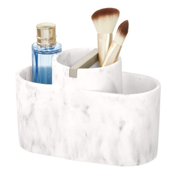 iDesign Dakota Divided Vanity Organizer, White Marble/Satin | Walmart (US)