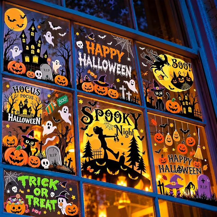 Halloween Party Decorations - Reusable Window Clings for Halloween Decorations Indoor Outdoor | P... | Amazon (US)