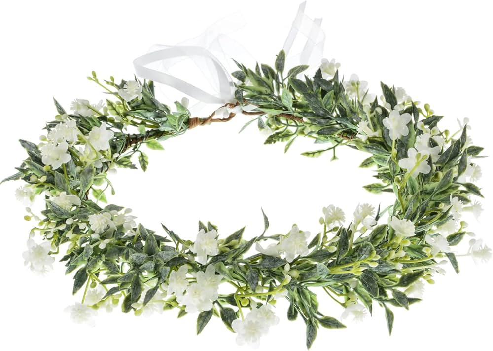 White Baby‘s Breath Flower Crown Eucalyptus Crown Bride Bridesmaid Headpiece Boho Hair Wreath D... | Amazon (US)