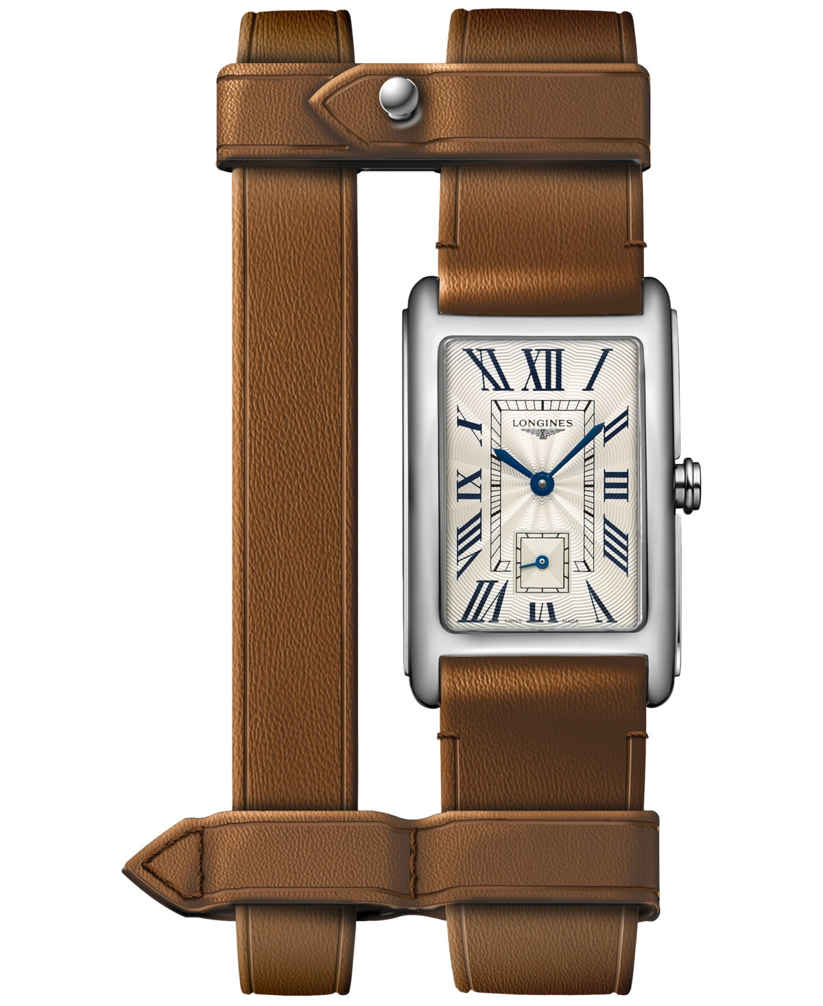 Longines Women's Swiss DolceVita Brown Leather Double Strap Watch 23x37mm - Brown | Macy's