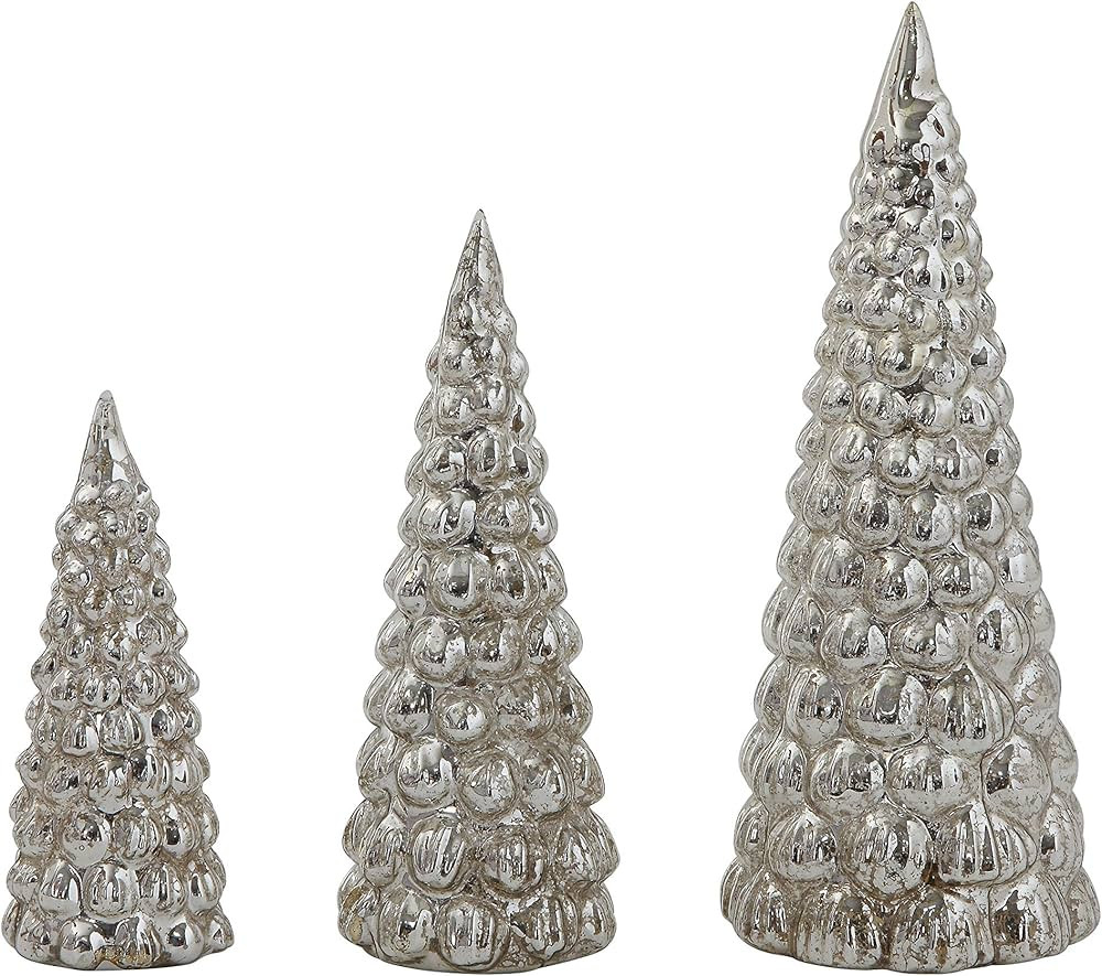 Creative Co-Op Glass Set of Tree Figurine, Silver | Amazon (US)