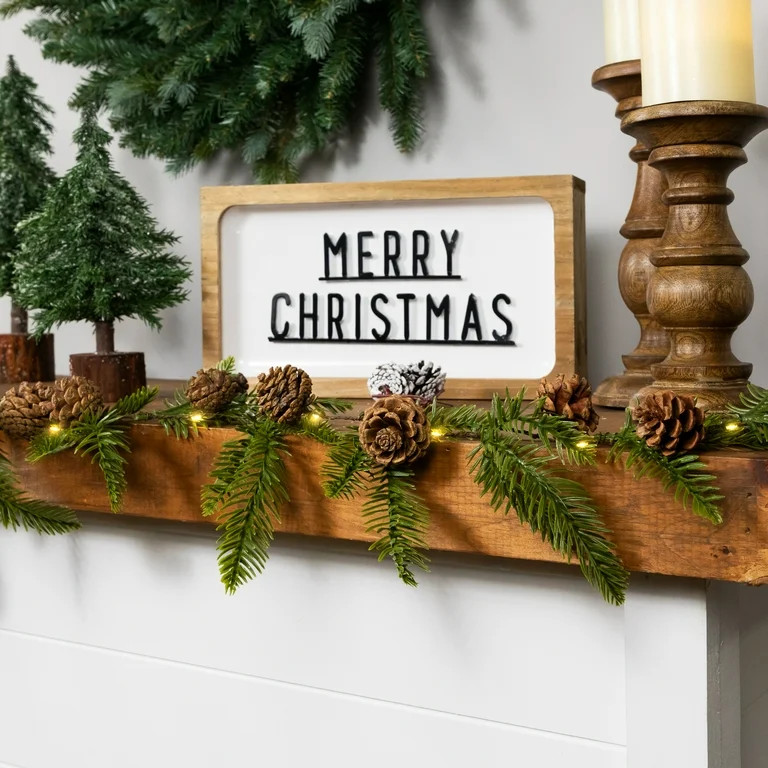 Northlight Pre-Lit B/O Pinecone and Pine Christmas Garland - 4.75' - Warm White Lights - Walmart.... | Walmart (US)