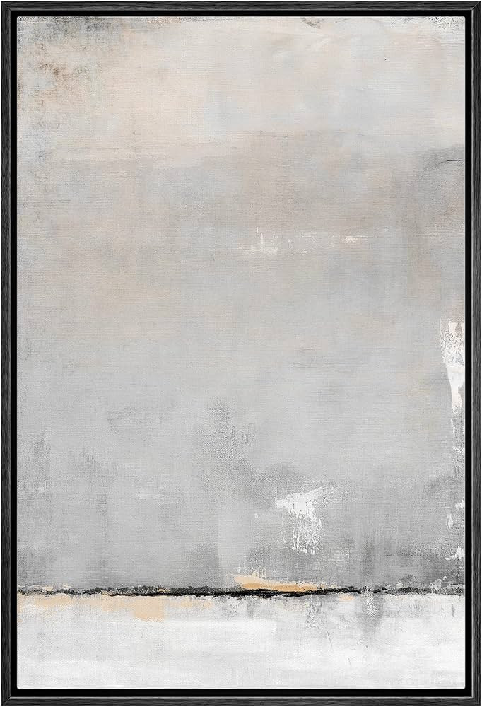 SIGNWIN Framed Canvas Print Wall Art Gray Tan Pastel Watercolor Landscape Abstract Shapes Illustr... | Amazon (US)