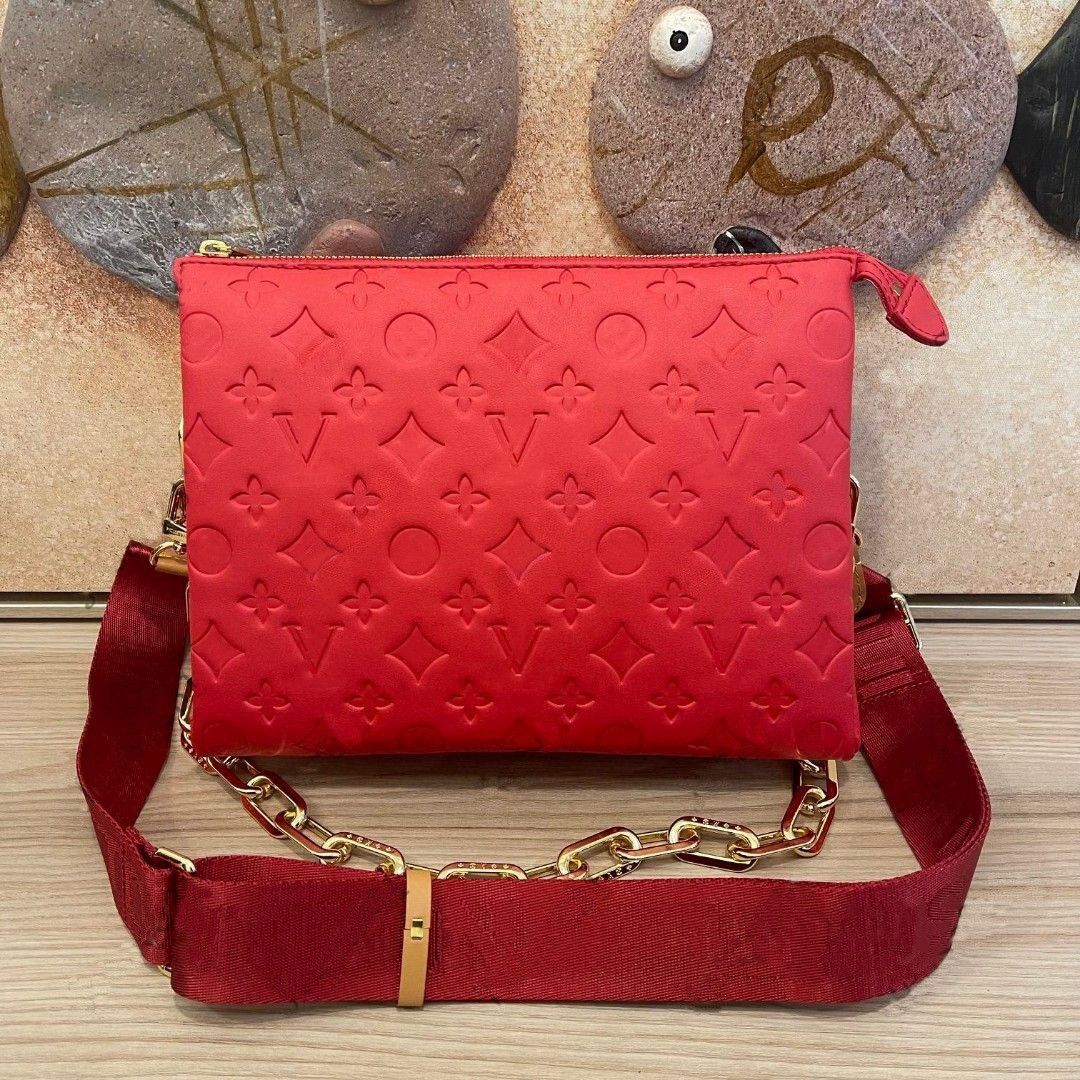 Genuine Leather Louis Vuitton Red Coussin PM Shoulder Bag | DHGate