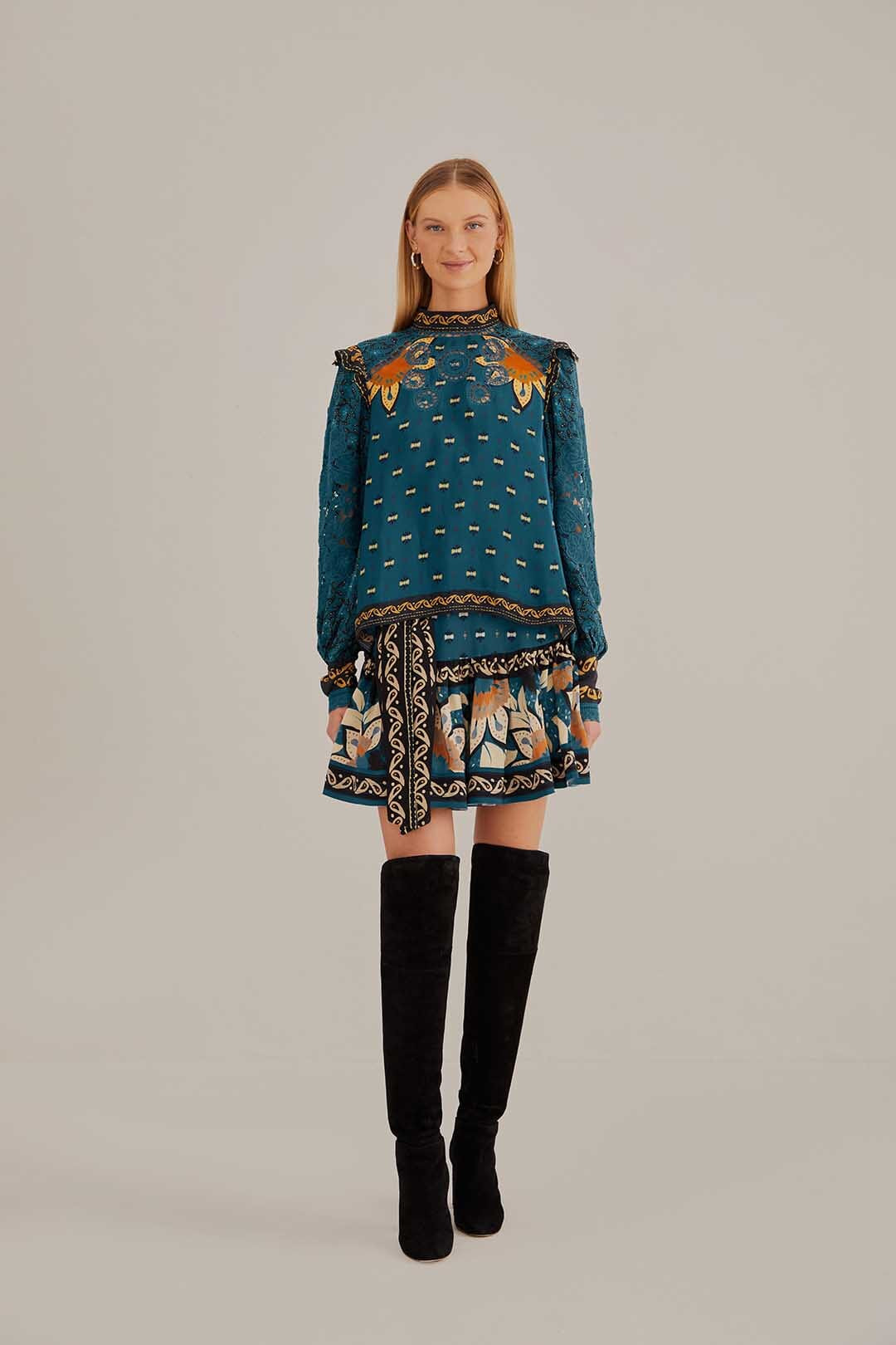 Blue Ainika Chill Mini Skirt | FarmRio (US)