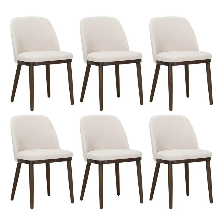 Modern Upholstered Dining Chairs Set of 6— Fabric Padded Side Chairs with Solid Wood Legs, Idea... | Walmart (US)