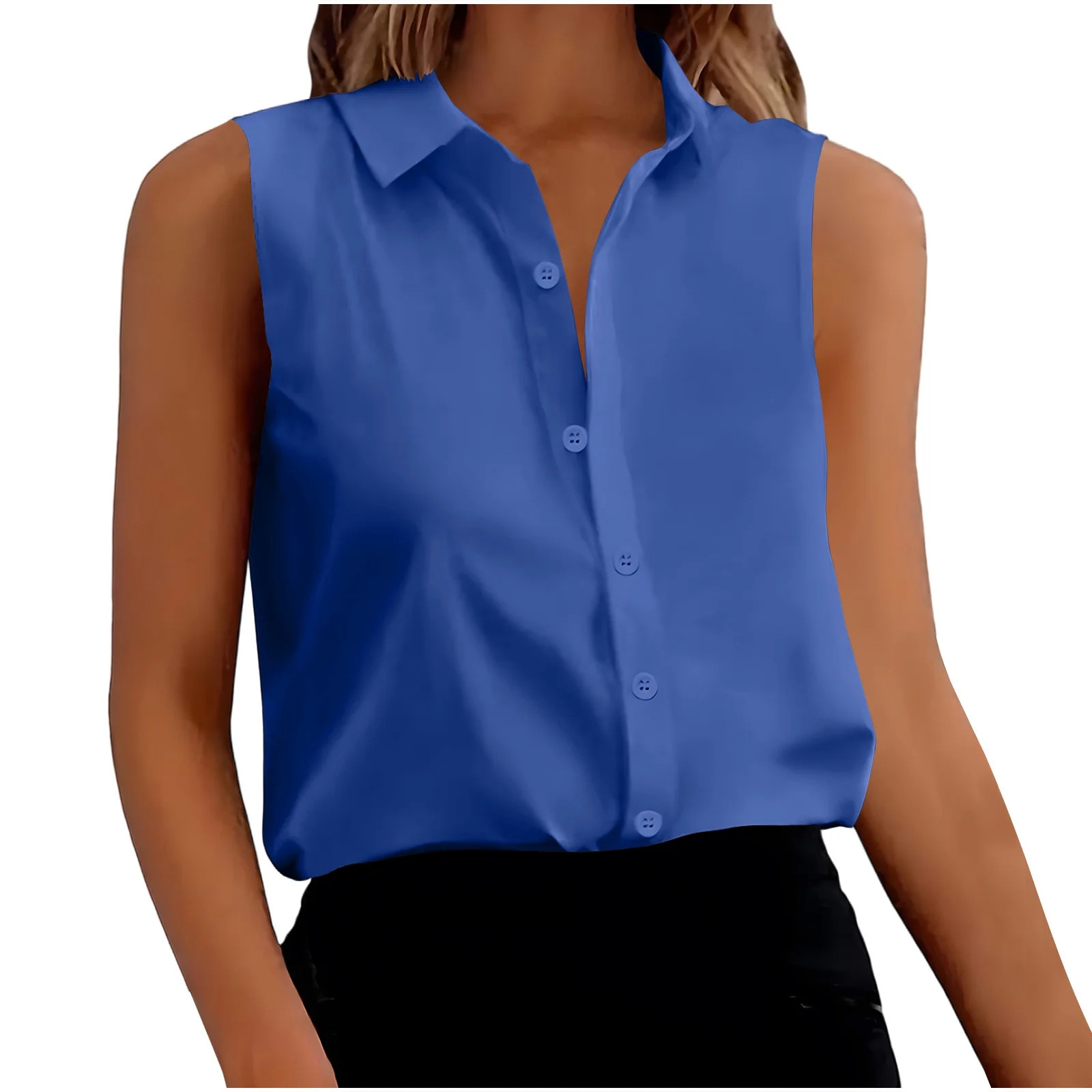Posijego Button Down Tank Tops for Women Sleeveless Dressy Casual Blouses Business Office Shirts ... | Walmart (US)