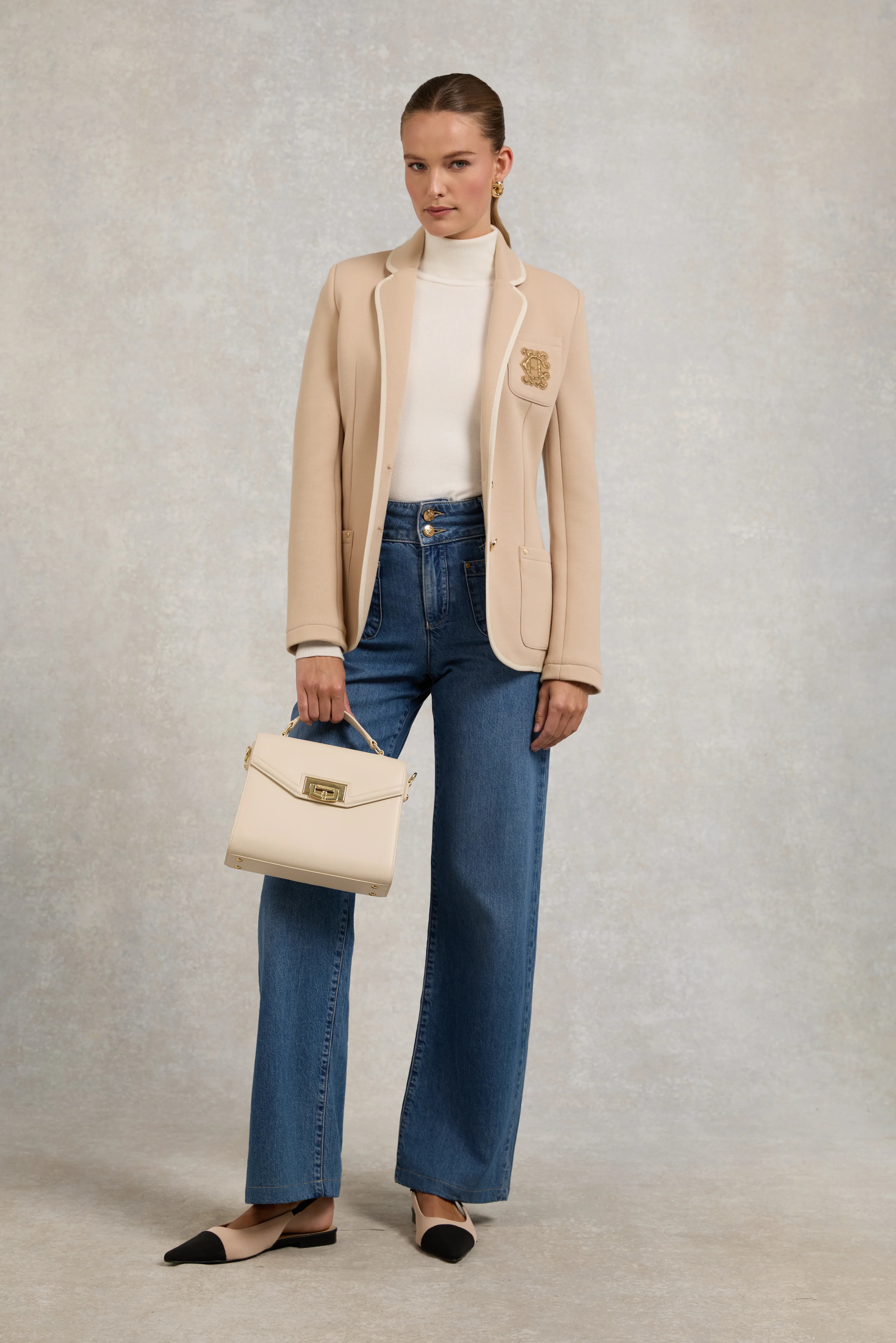 Buttoned Knit Roll Neck (Cream) | Holland Cooper