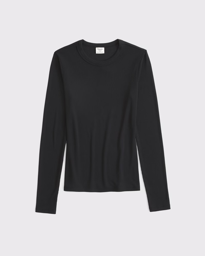 Women's Long-Sleeve Powdered Rib Tee | Women's Tops | Abercrombie.com | Abercrombie & Fitch (US)