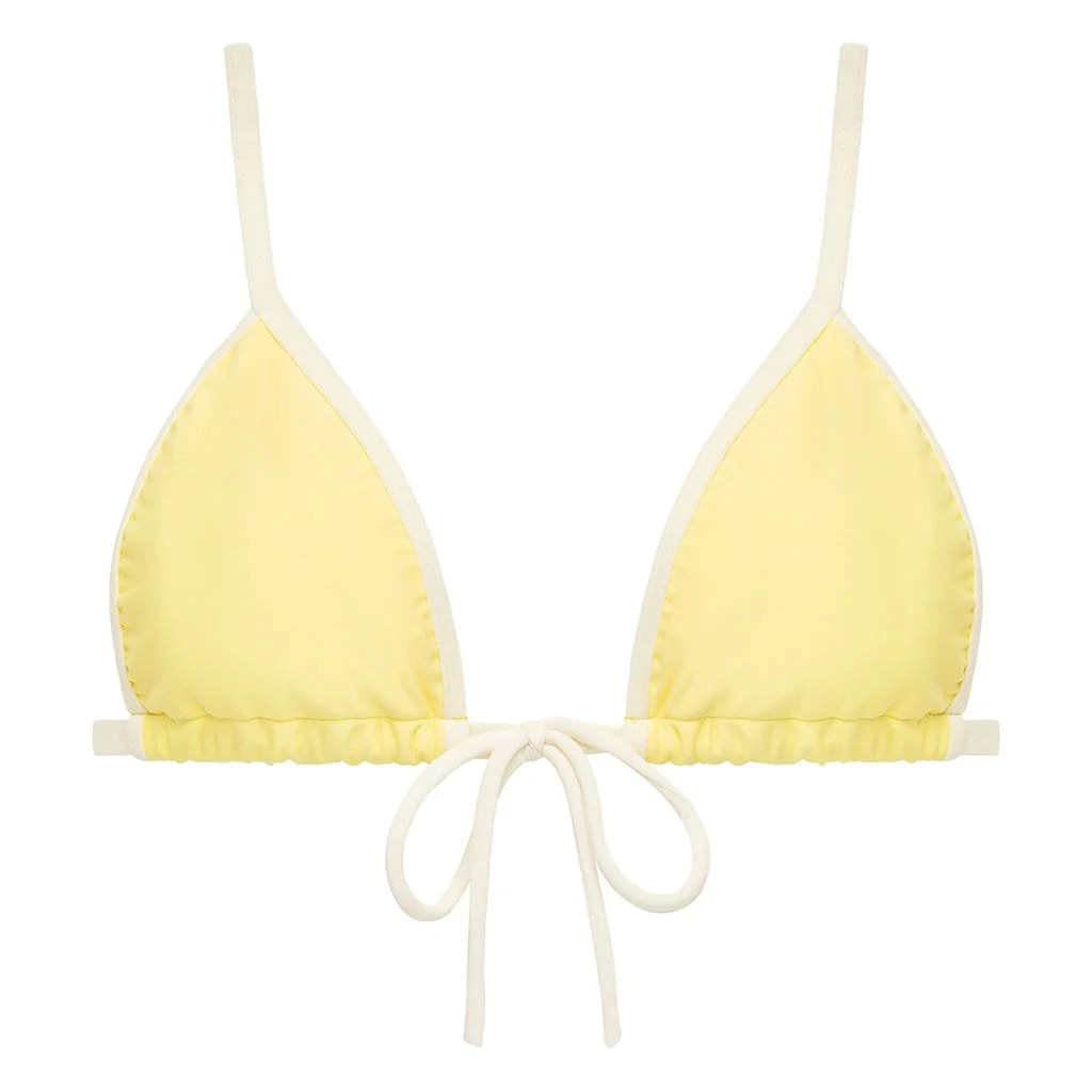 Yellow Pastel Cream Binded Triangle Ties Bikini Top | Montce