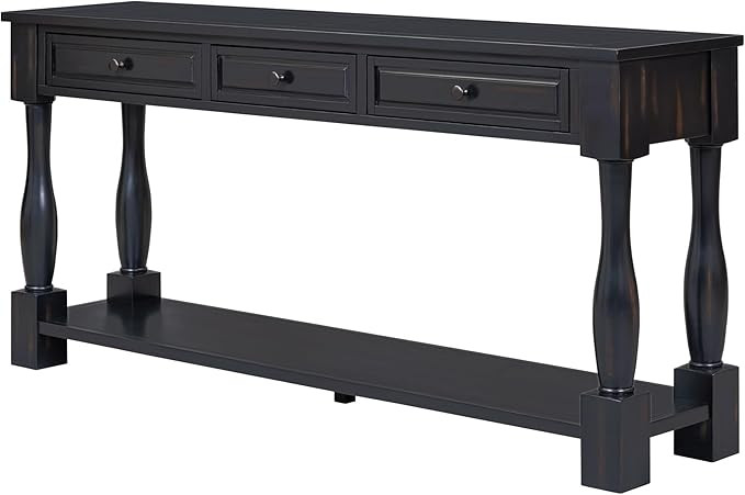 merax LUMISOL 64 inch Long Console Table with 3 Drawers and Bottom Shelf, Sofa Table Entryway Tab... | Amazon (US)